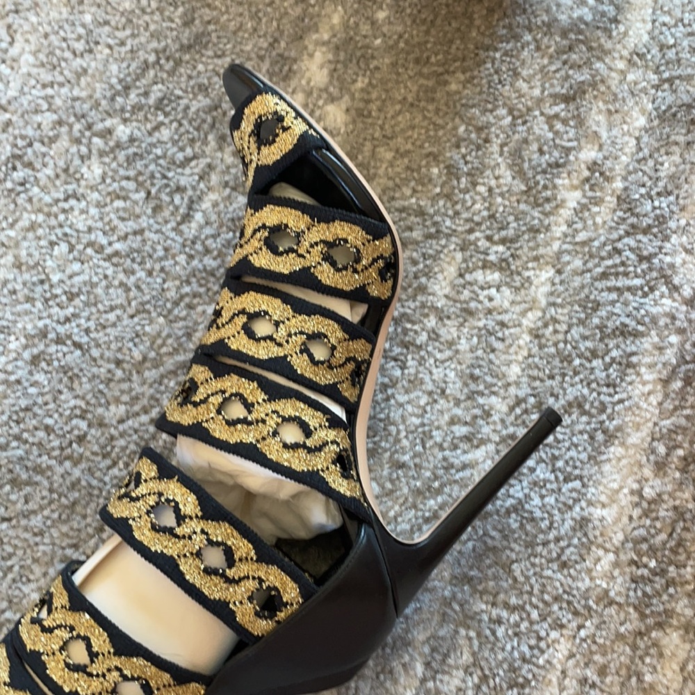 Black/Golden Casadei boots stretchy straps Size 7 Price firm - Picture 13 of 17
